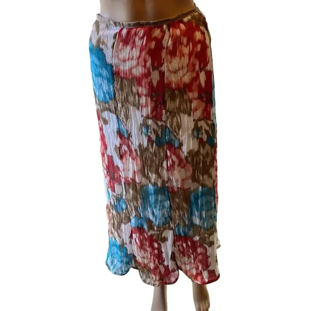 Cj Banks Multicolor Chiffon Lined Midi Skirt 1/4 Zip Cottagecore Lady 20W Fairy